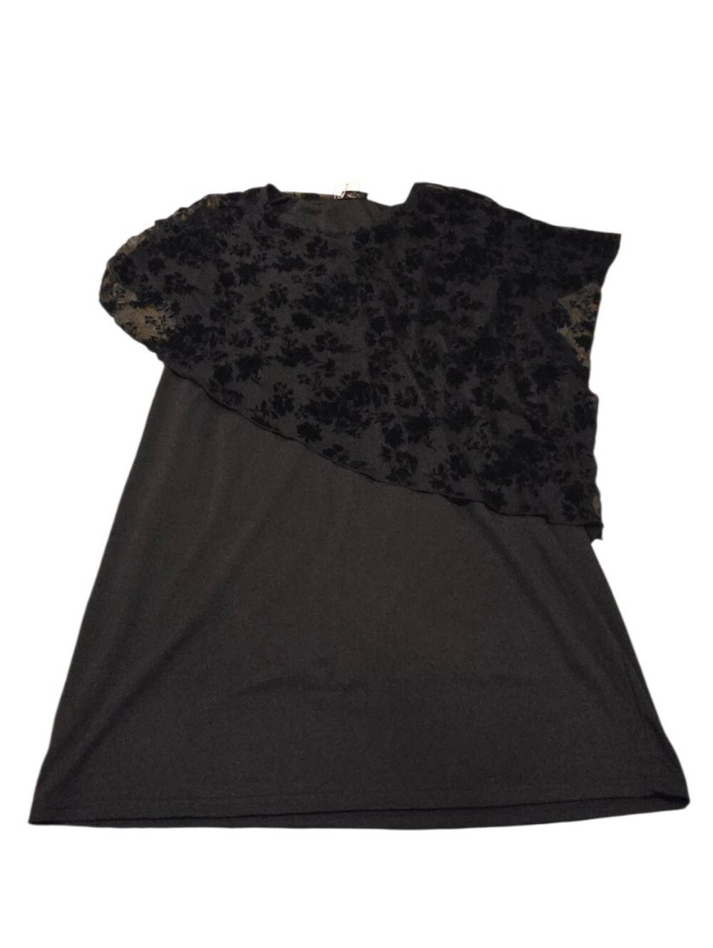 Sese Code Black Overlay Floral Velvet Party Dress Size 3XL E4